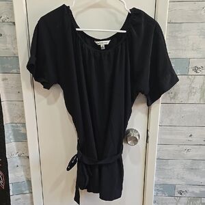 Croft & Barrow Black Dolman Sleeve Tie Front Blouse